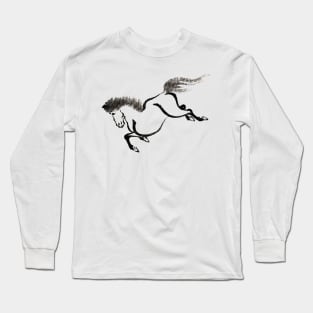 Vintage Horse Sketch by Katsushika Hokusai Long Sleeve T-Shirt